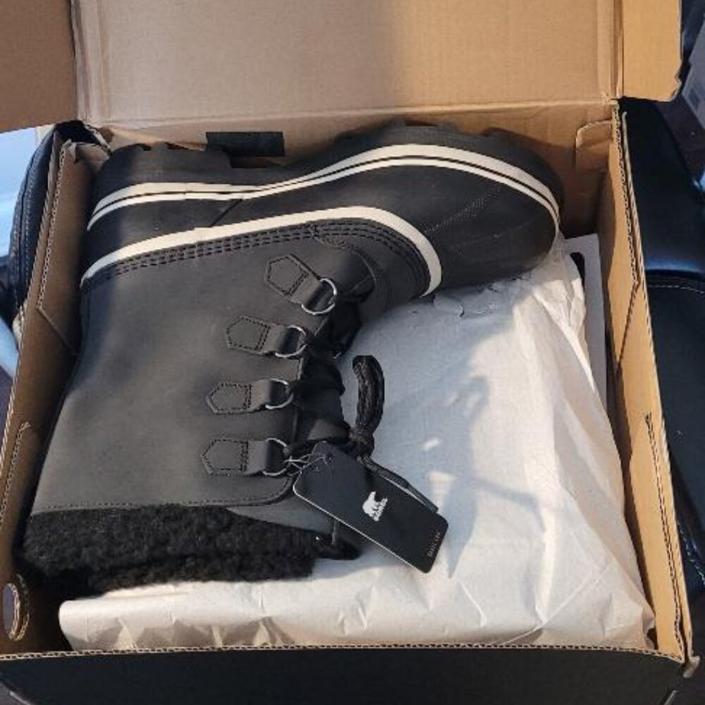SOREL CARIBOU WP Waterproof Insulated Black, Dark stone Boots Mens Sz 10 - Picture 4 of 5